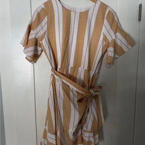 Express Tan and White Striped Wrap Dress Size M